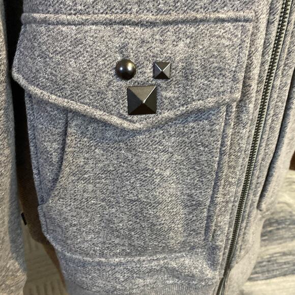 Volcom y2k 2000s Womens Hoodie Gray Size Large Metal Accent Long Jacket Full Zip - Picture 11 of 15